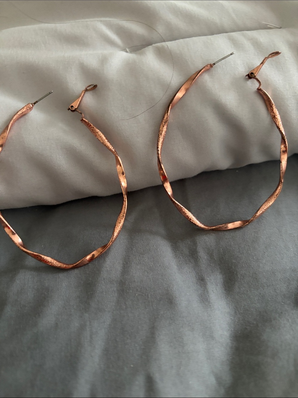 Twisted Hoop Earrings in Rose Gold Tone